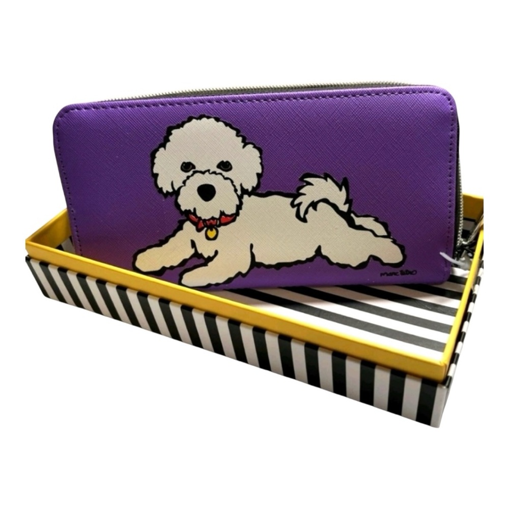 Marc Tetro White Bichon Frise Dog Zip Wallet